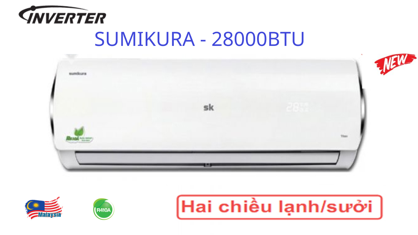 Điều hòa Sumikura 28000BTU 2 chiều Inverter