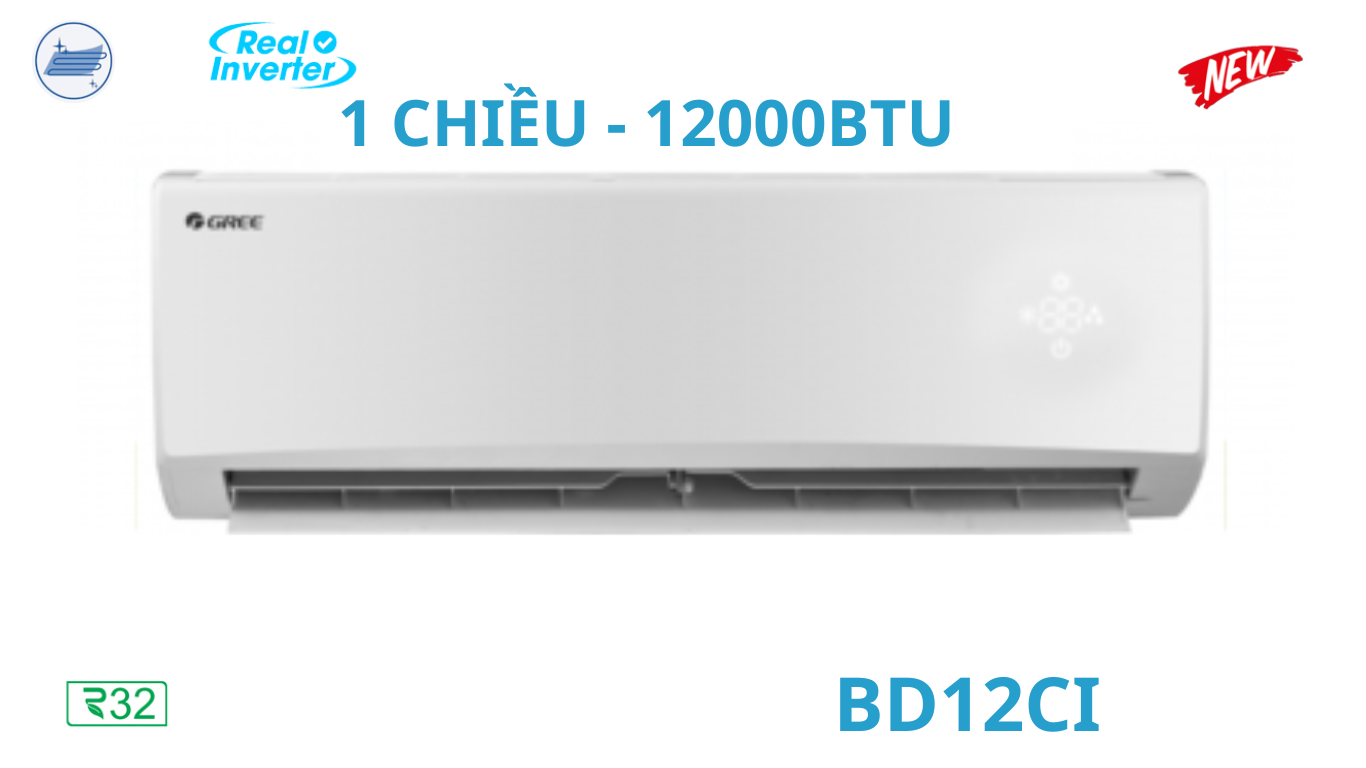 Điều hòa Gree 12.000BTU 1 chiều inverter