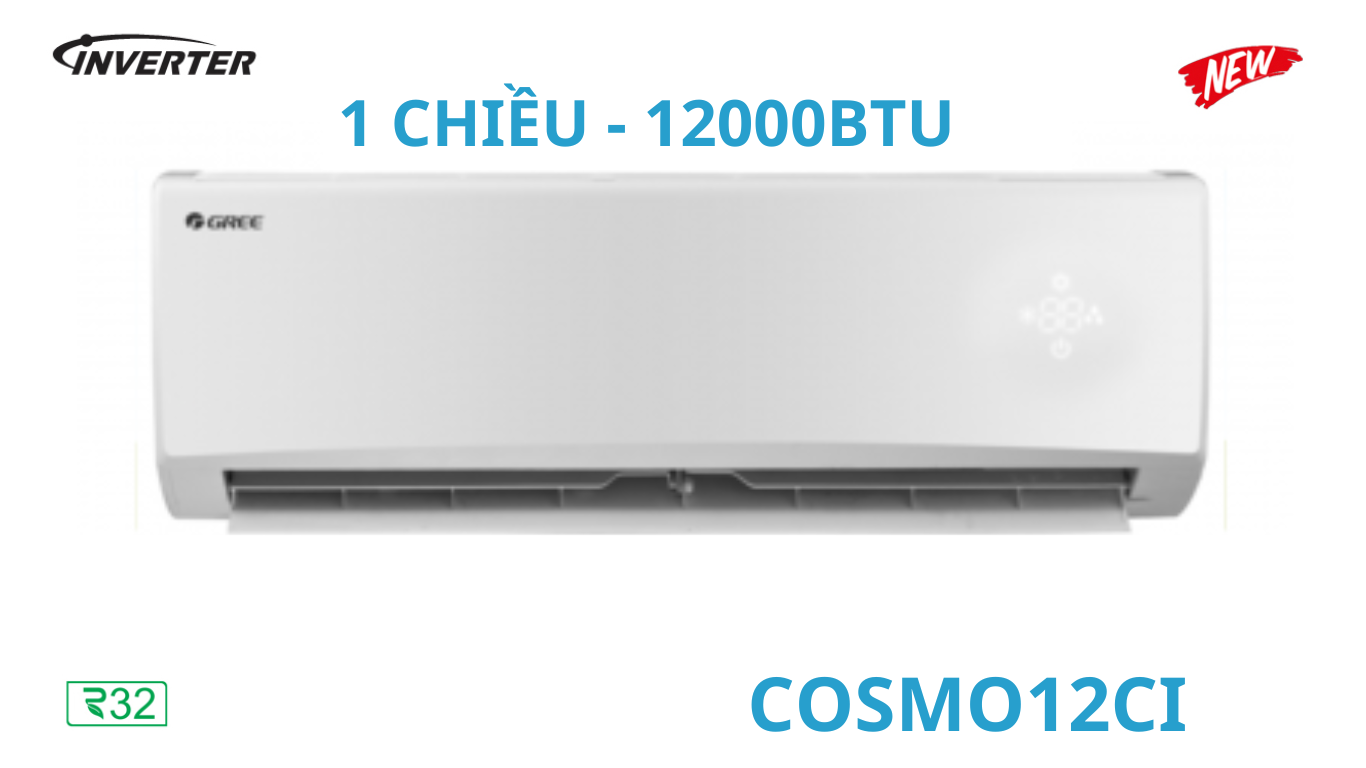 Điều hòa Gree 12.000BTU inverter 1 chiều